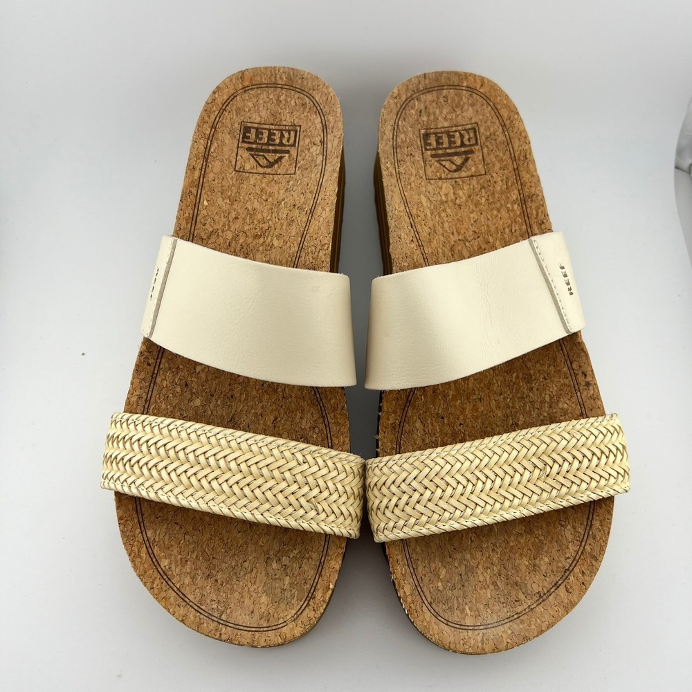 Reef Vista Hi Platform Sandals Ivory‎ Woven Flatform Women's Size 8